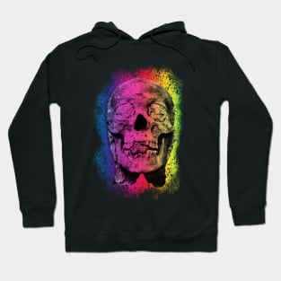 Scary Skull Head Rainbow Gradient Pastel Goth Creepy Halloween Hoodie